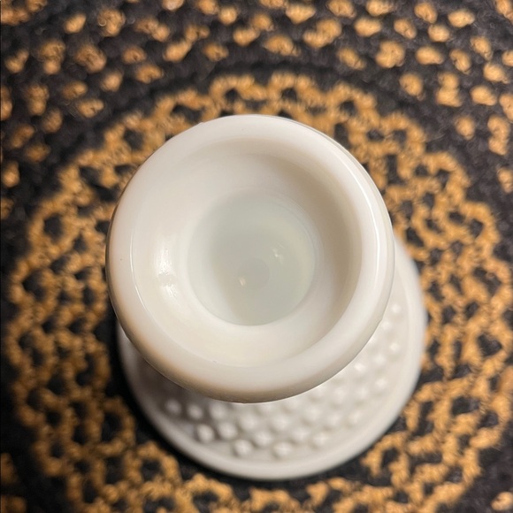 White Fenton Hobnail Candle Holder - Picture 12 of 17